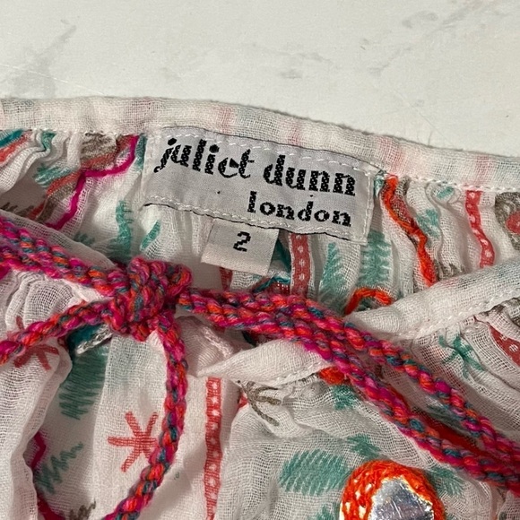 Juliet Dunn Whimsical Size 2 Embroidered Mosaic Mirror Sequin Puff Sleeve Dress - Picture 4 of 8